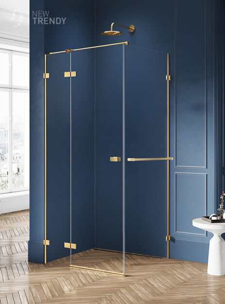 Kabina AVEXA GOLD BRUSHED 120x80 z wieszakiem złota szczotkowana LEWA NEW TRENDY EXK-3035