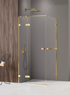 Kabina AVEXA GOLD SHINE 100x90 z wieszakiem złota połyskująca LEWA NEW TRENDY EXK-3176