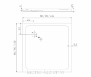 Brodzik MILD SATIN biały matowy kwadratowy 90x90 H 4,5 NEW TRENDY B-0647 - 2