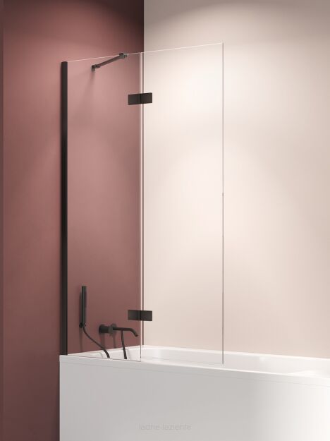 Parawan nawannowy NESTA BLACK 110x150 lewy czarny  6mm New Trendy P-0235