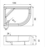 NEW TRENDY Kabina asymetryczna NEW  VARIA 100x80 h170 + maxima L K-5472 B-0386+O-0151 - 13
