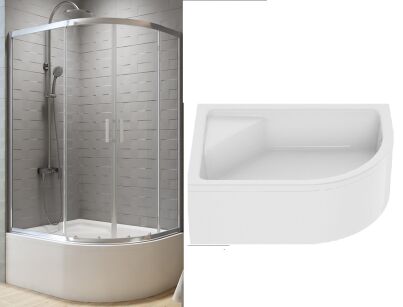 NEW TRENDY Kabina asymetryczna NEW  VARIA 100x80 h170 + maxima L K-5472 B-0386+O-0151