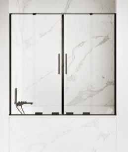 Drzwi prysznicowe SMART BLACK 140 czarne szkło 8mm dwuskrzydłowe New trendy EXK-4119