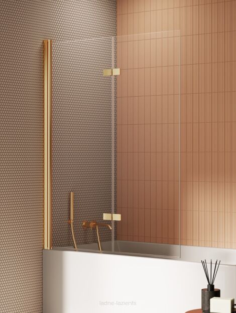 Złoty Parawan nawannowy New SOLEO GOLD BRUSHED 100x140 lewy składany New Trendy P-0173