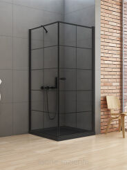 NEW TRENDY kabina prysznicowa NEW SOLEO BLACK 90x90 x195 PRAWA Z KRATKĄ, OTWIERANE D-0285A/D-0121B