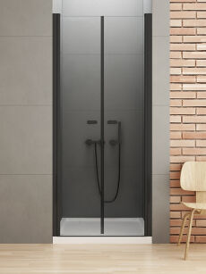 NEW TRENDY drzwi prysznicowe NEW SOLEO BLACK 80X195 wahadłowe czarne D-0214A