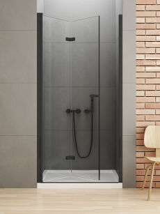 NEW TRENDY drzwi prysznicowe NEW SOLEO BLACK 100X195 lewe WNĘKOWE, SKŁADANE czarne D-0225A