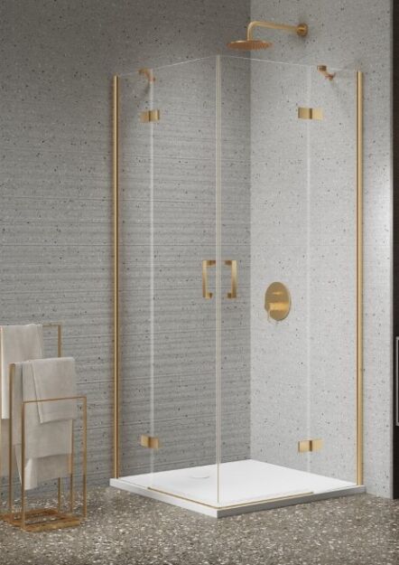 Złoto szczotkowane kabina prysznicowa NESTA GOLD BRUSHED 120x110 K-4483 NEW TRENDY
