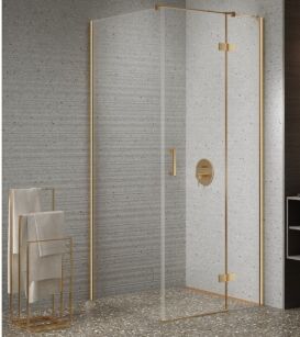 Złoto szczotkowane kabina prysznicowa NESTA GOLD BRUSHED 120x110 prawa K-4458 NEW TRENDY