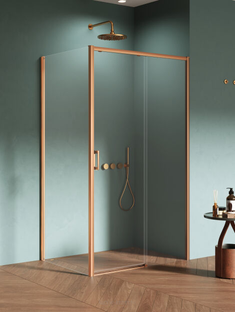 Miedziana szczotkowana Kabina prysznicowa 130x70 P rozsuwana PRIME COPPER BRUSHED New Trendy D-0819A/D-0340B