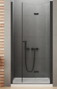 NEW TRENDY drzwi prysznicowe NEW SOLEO BLACK 80X195 prawe WNĘKOWE, SKŁADANE czarne D-0222A