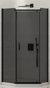 NEW TRENDY Kabina pięciokątna NEW KOMFORT BLACK 90x90 uniwersalna szkło grafitowe  K-0450