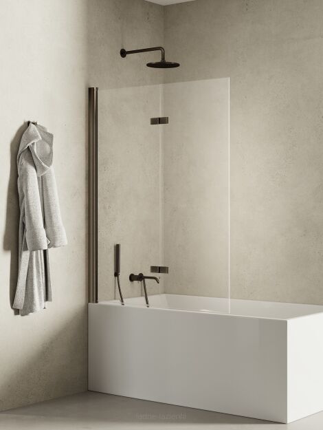 Grafitowy Parawan nawannowy New SOLEO GUNMETAL BRUSHED 110x140 lewy składany New Trendy P-0163