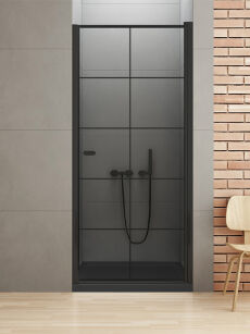 NEW TRENDY drzwi prysznicowe NEW SOLEO BLACK 80 H195 L/P Z KARATKĄ D-0276A