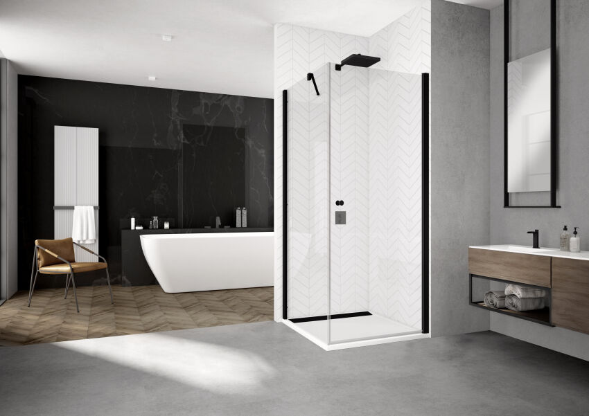 Sanswiss Kabina SOLINO BLACK SOL1+SOLT1 czarna 100x75 SOL110000607+SOLT1107500607