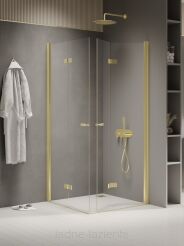 Złota kabina prysznicowa 80x100 składana NEW SOLEO LIGHT GOLD K-1950
