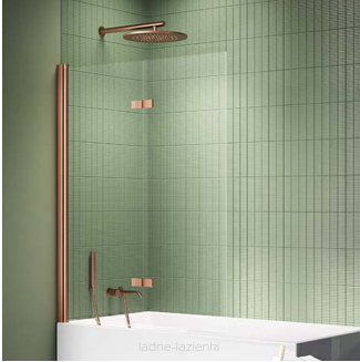 Miedziany Parawan nawannowy New SOLEO COPPER BRUSHED 120x140 lewy składany New Trendy P-0125