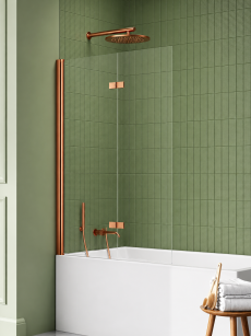 Miedziany Parawan nawannowy New SOLEO COPPER BRUSHED 120x140 lewy składany New Trendy P-0125