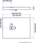 Brodzik NonLimits Cashmere STONE 80x90 cm kaszmirowy wysoki 12 Schedpol Schedline 3ST.N1P-8090/PK/ST-M1/PK/ST - 4