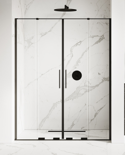 Drzwi prysznicowe SMART BLACK 130 czarne szkło 8mm dwuskrzydłowe New trendy EXK-4118