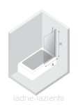 Parawan nawannowy NESTA CHROM 60x150 wspornik kątowy  8mm New Trendy P-0192 - 8