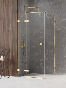 NEW TRENDY Kabina prysznicowa AVEXA GOLD SHINE 120x90 lewa złota połysk EXK-1684