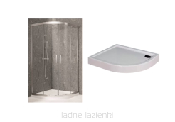 Kabina prysznicowa półokrągła KALI R asymetryczna 80x90 90x80 + brodzik city R 80x90 Lewy NOVELLINI   KALIR8090-1B MNQ809017S-30