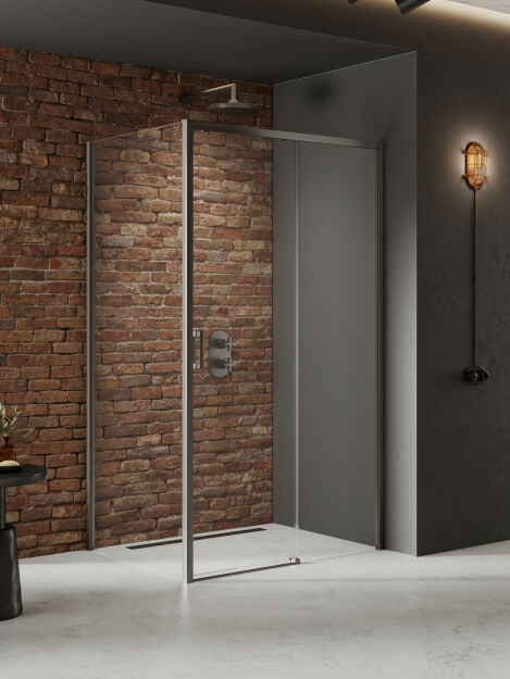 Grafitowa szczotkowana Kabina prysznicowa 100x70 P rozsuwana PRIME GUNMETAL BRUSHED New Trendy D-0886A/D-0352B