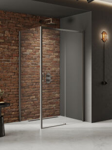 Grafitowa szczotkowana Kabina prysznicowa 100x70 P rozsuwana PRIME GUNMETAL BRUSHED New Trendy D-0886A/D-0352B