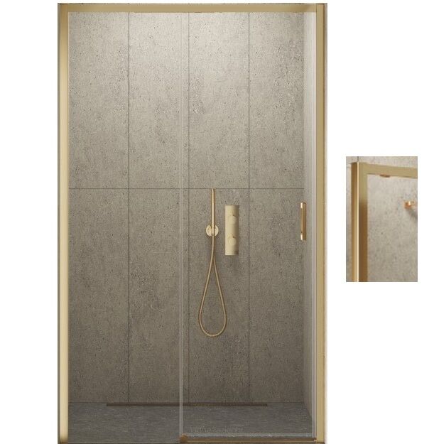 Złote szczotkowane drzwi prysznicowe PRIME GOLD BRUSHED 150 lewe New Trendy D-0794A