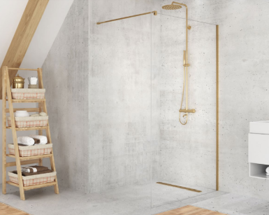 NEW TRENDY Kabina Walk in Velio Satin Gold 100 x200 Ścianka wolnostojąca złota D-0191B