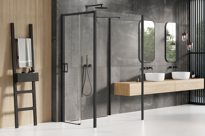 New trendy Kabina prysznicowa 100x90 P CZARNA PRIME BLACK trójścienna K-1346