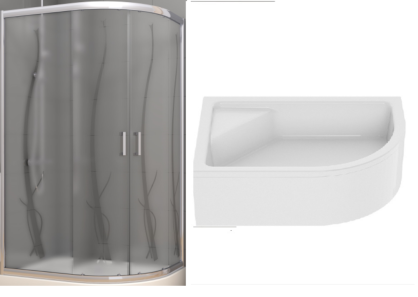 NEW TRENDY Kabina asymetryczna VARIA 100x80 h165 natura + maxima L K-0164 B-0386+O-0151