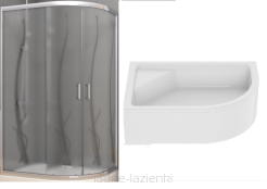 NEW TRENDY Kabina asymetryczna VARIA 100x80 h165 natura + maxima L K-0164 B-0386+O-0151