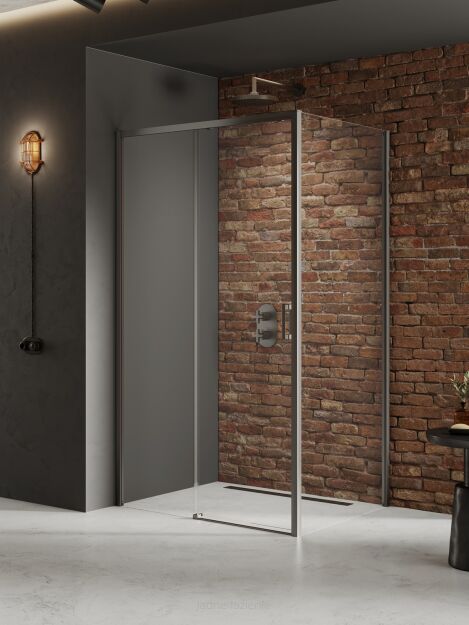 New trendy Grafitowa Kabina prysznicowa 150x70 L PRIME GUNMETAL BRUSHED D-0895A/D-0352B