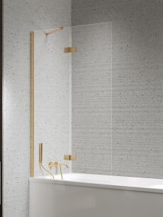 Złoty szczotkowany parawan nawannowy NESTA GOLD BRUSHED 100x150 lewy 6mm New Trendy P-0245