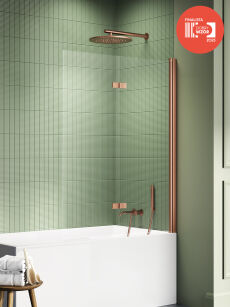 Miedziany Parawan nawannowy New SOLEO COPPER BRUSHED 120x140 prawy składany New Trendy P-0126