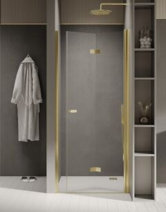 Złote drzwi prysznicowe składane 100 NEW SOLEO Light Gold prawe D-0467A
