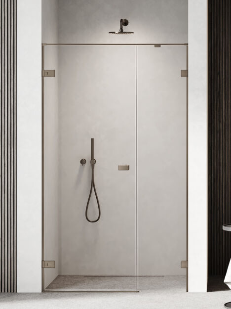 Drzwi wnękowe 140x200 cm New Trendy OXIA Gunmetal Brushed PLUS, zawias przy ścianie, Lewe AXJ-0892
