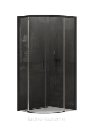 NEW TRENDY Kabina półokrągła PRIME BLACK rozsuwana czarna 90x90 h200 K-3557