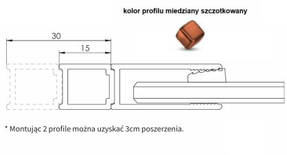 Profil poszerzający 1,5cm miedziany do kabiny NESTA  COPPER BRUSHED PP-0049 NEW TRENDY