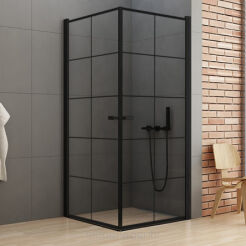 NEW TRENDY kabina prysznicowa NEW SOLEO BLACK 90x90x195 Z KRATKĄ, OTWIERANE D-0285A/D-0285A