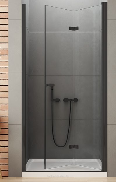 NEW TRENDY drzwi prysznicowe NEW SOLEO BLACK 90X195 prawe WNĘKOWE, SKŁADANE czarne D-0224A
