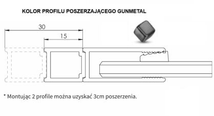 Profil poszerzający 1,5cm do kabiny NESTA GUNMETAL BRUSHED PP-0050 NEW TRENDY