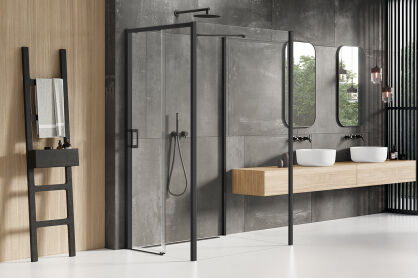New trendy Kabina prysznicowa 120x100 P CZARNA PRIME BLACK trójścienna K-1355