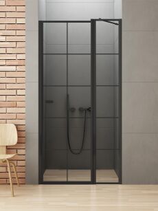 NEW TRENDY drzwi prysznicowe NEW SOLEO BLACK 90X195 PRAWE Z KARATKĄ D-0293A