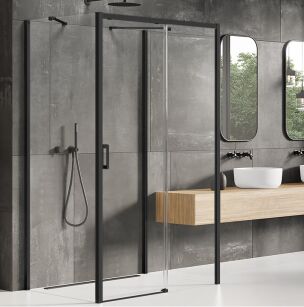 New trendy Kabina prysznicowa 160x100 P CZARNA PRIME BLACK trójścienna K-0963