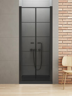 NEW TRENDY drzwi prysznicowe NEW SOLEO BLACK  80 h195 wahadłowe z kratką D-0280A