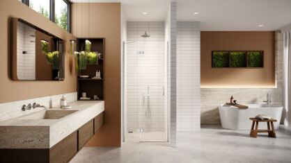 Złote szczotkowane drzwi prysznicowe NESTA CHROME 90 lewe D-0848A NEW TRENDY