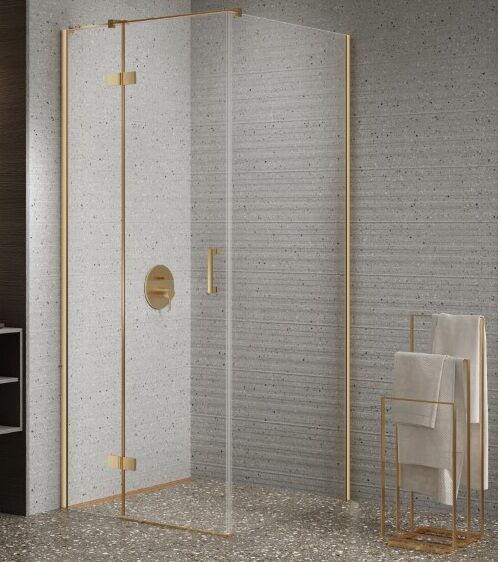 Złoto szczotkowane kabina prysznicowa NESTA GOLD BRUSHED 100x70 lewa K-4412 NEW TRENDY
